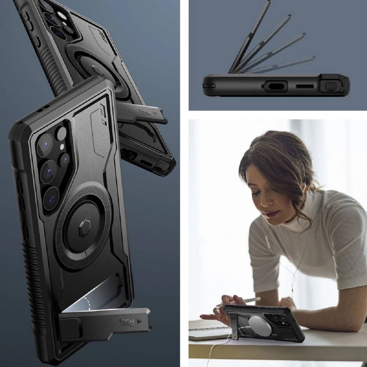TechProtect Kevlar Handyhülle 360° rundum Schutz Smartphone Hülle Kompatibel mit Samsung Galaxy S24