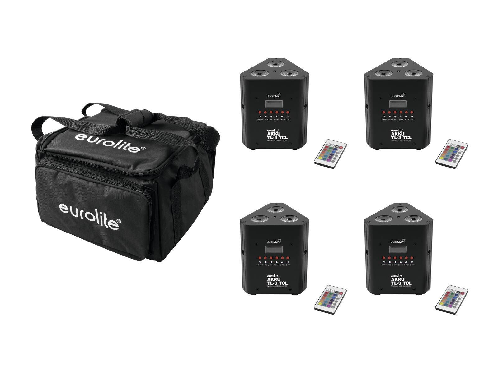 EUROLITE Set 4x AKKU TL-3 QuickDMX + Soft-Bag