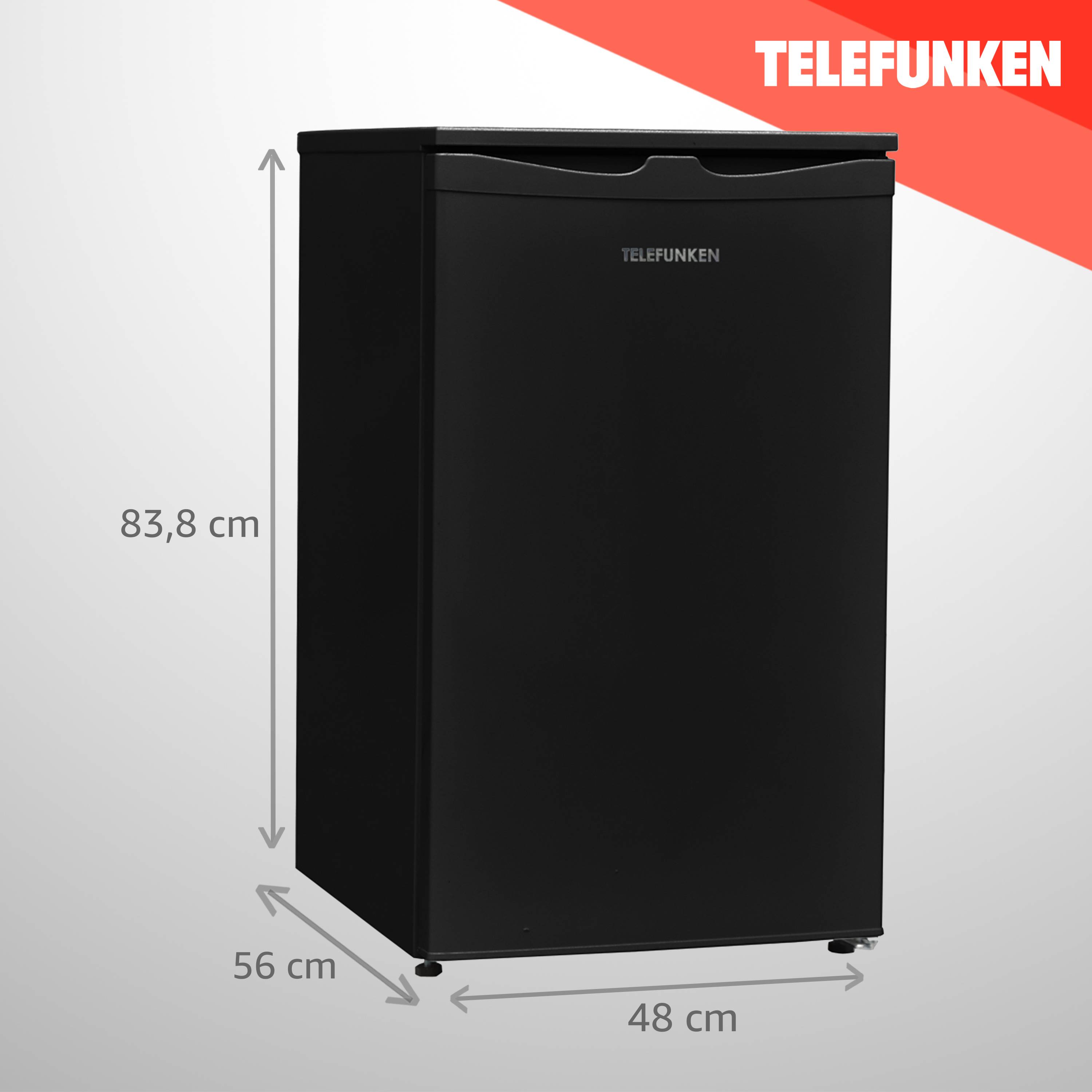 Telefunken Kühlschrank mit Gefrierfach (2-Sterne) | Freistehend | 81 Liter | Kühlschrank klein | CF-32-152-B schwarz