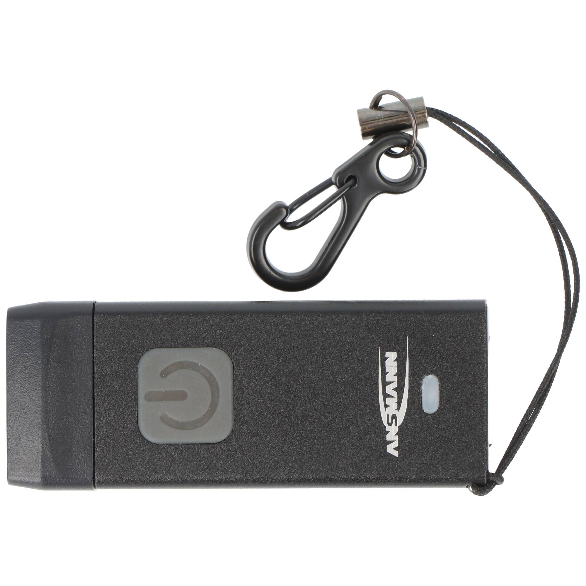 LED-Schlüsselbundleuchte KL80R, integrierter Ladestecker, Taster mit Dimmfunktion, inkl. Schlüsselanhänger