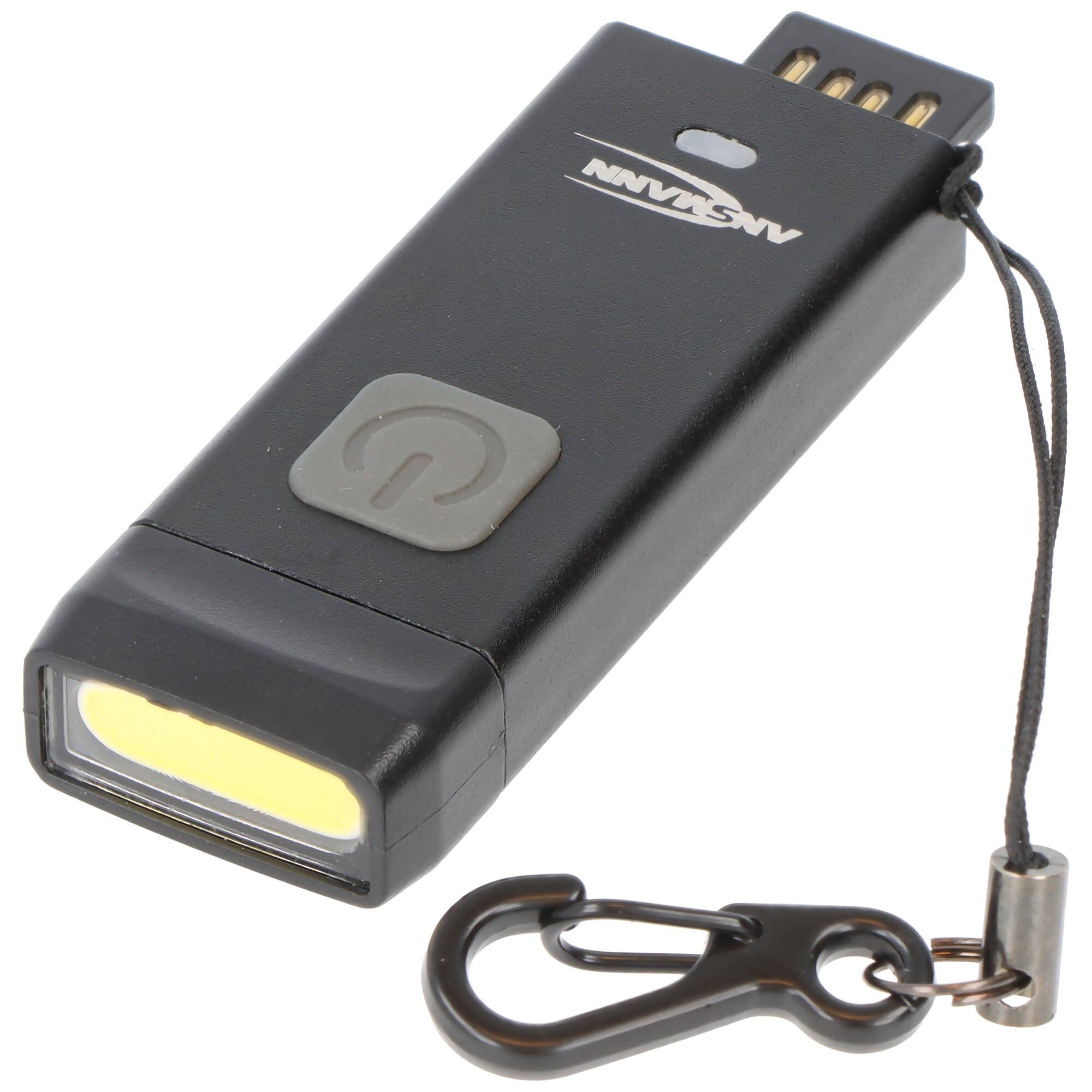 LED-Schlüsselbundleuchte KL80R, integrierter Ladestecker, Taster mit Dimmfunktion, inkl. Schlüsselanhänger