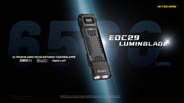 Nitecore EDC29 Luminblade EDC-Taschenlampe mit taktischen Funktionen, max. 6500 Lumen, M-Turbo, UHi 20 MAX LEDs