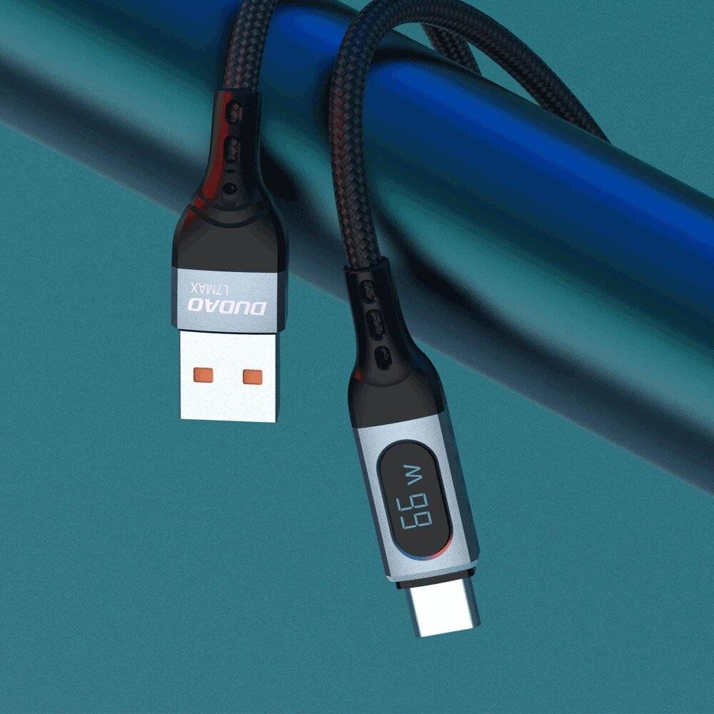 Dudao L7Max USB - USB-Typ-C-Kabel Schnellladung PD 66W 1m Display Schwarz