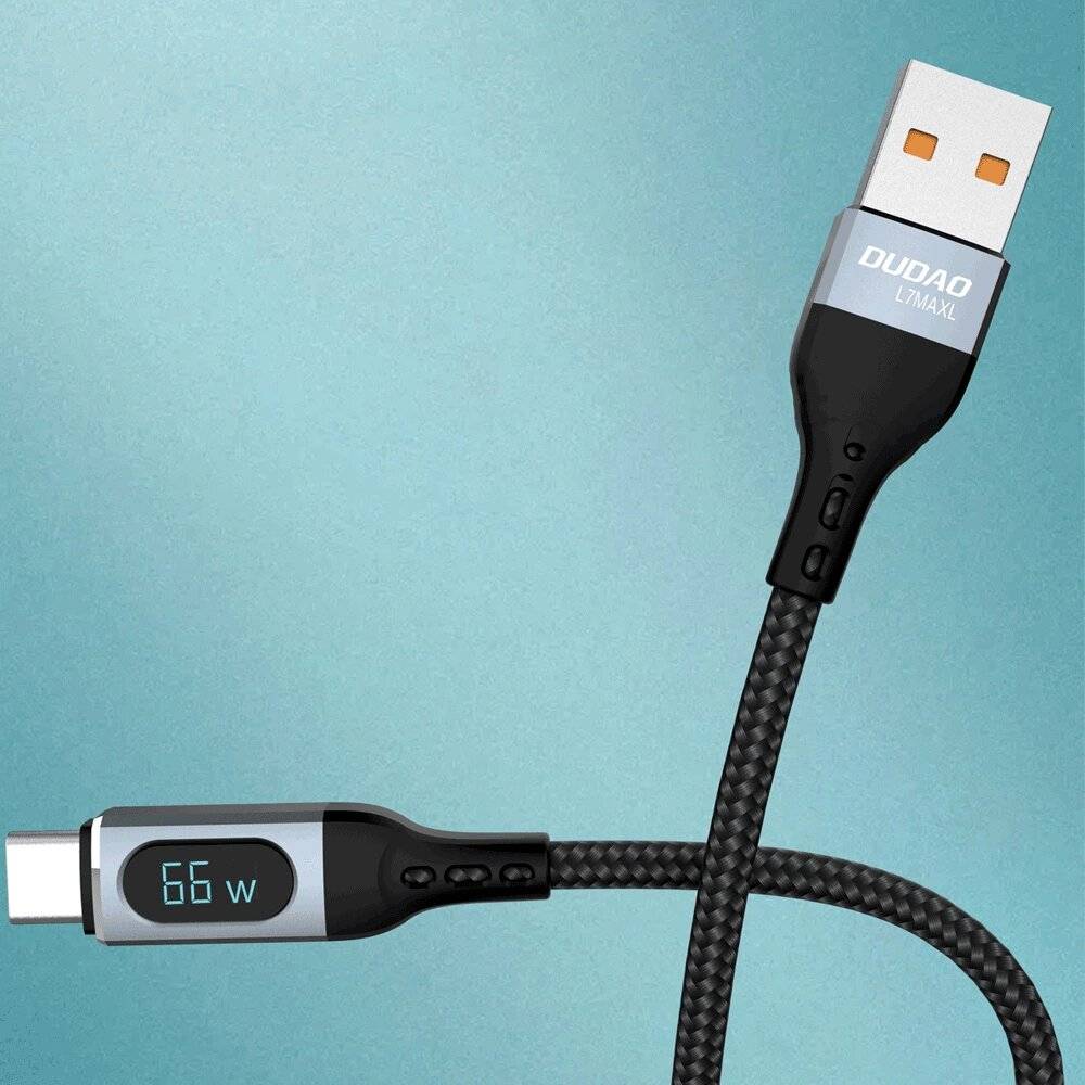 Dudao L7Max USB - USB-Typ-C-Kabel Schnellladung PD 66W 1m Display Schwarz