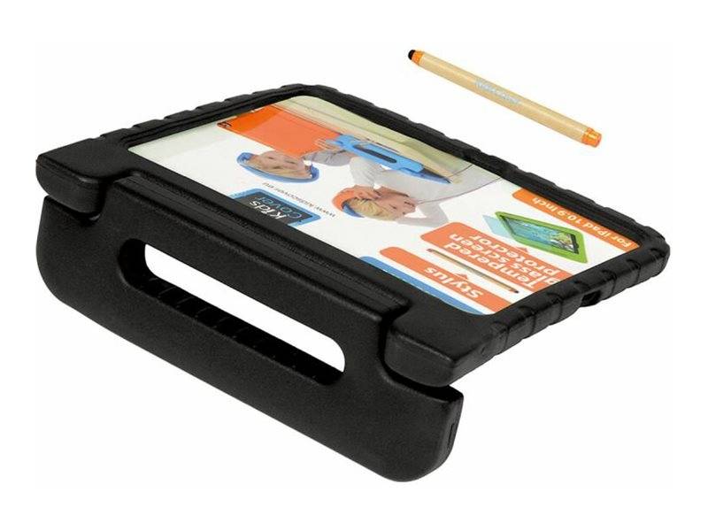 Schwarzer Kunststoff-Stifthalter für Stühle mit einem sichtbaren Stift daneben