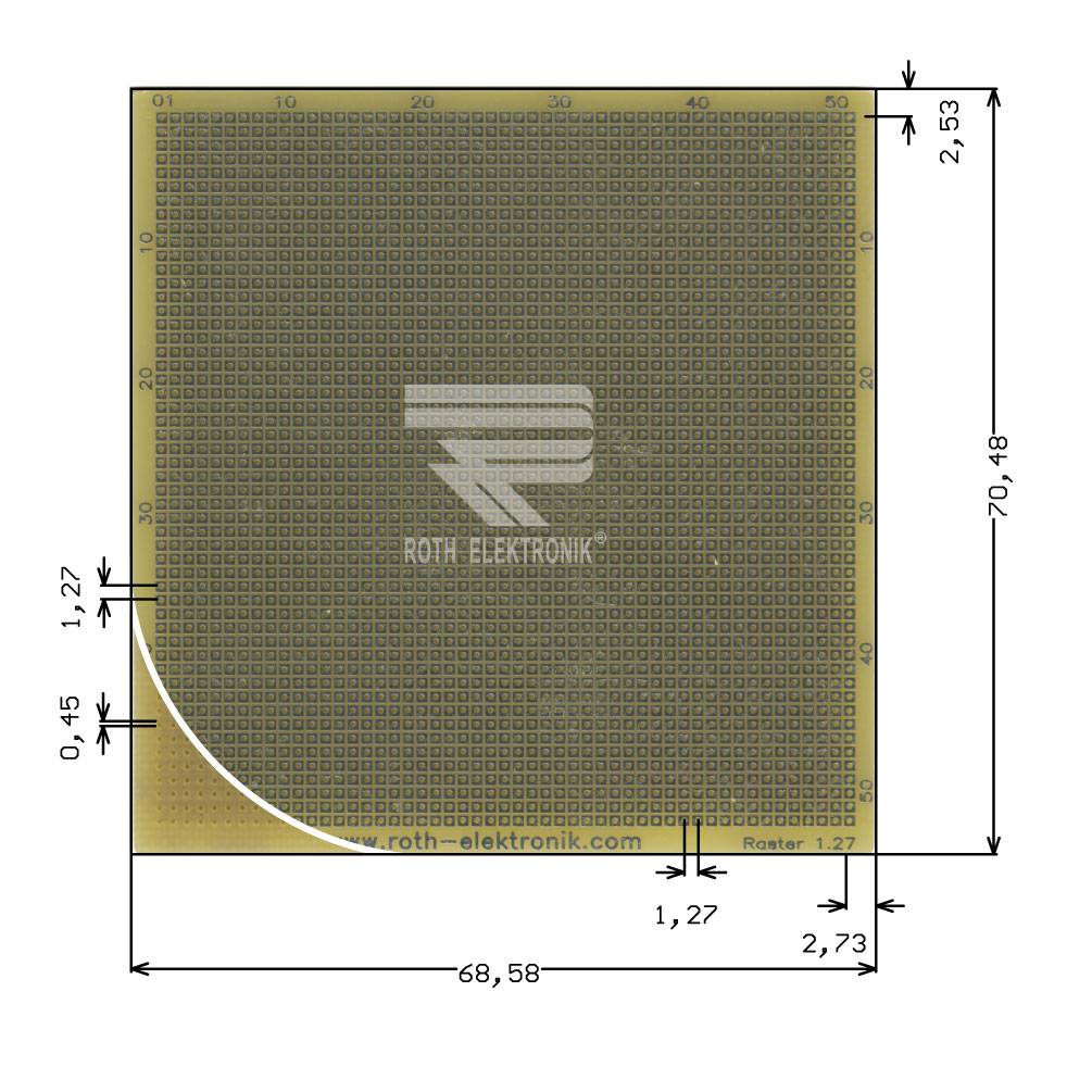 Roth Elektronik RE013-LF Laborkarte Epoxyd RM 1,27 mm 68,58 x 70,84 mm