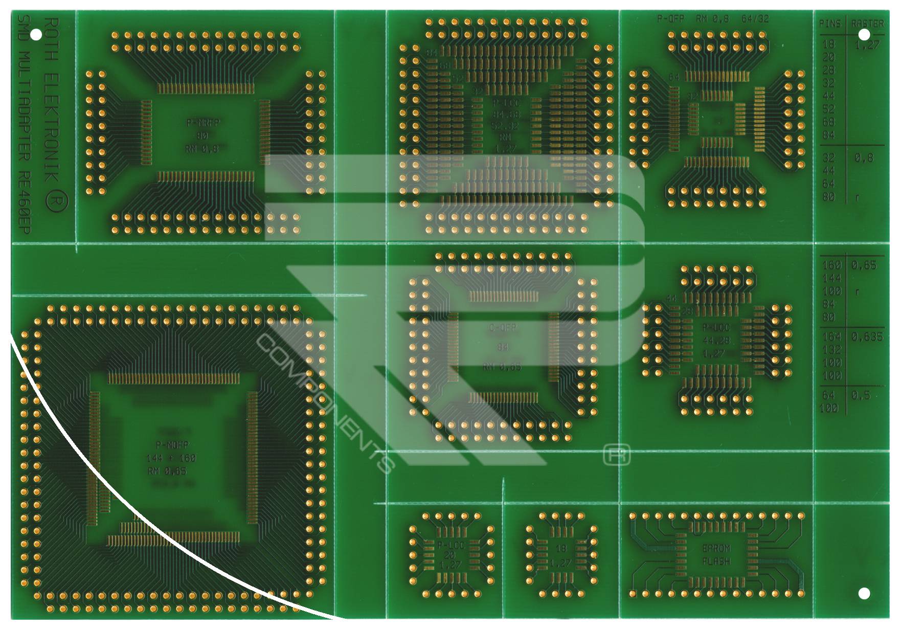Roth Elektronik RE460 SMD Multiadapter Epoxyd Chem. Au PLCC QFP