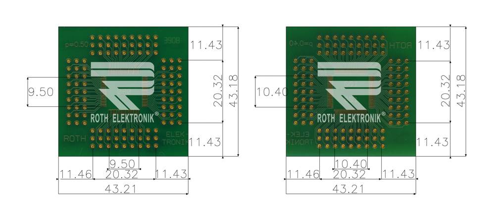 Roth Elektronik RE470-02 SMD-Adapter QFP 100,108/0,4 - 80/0,5