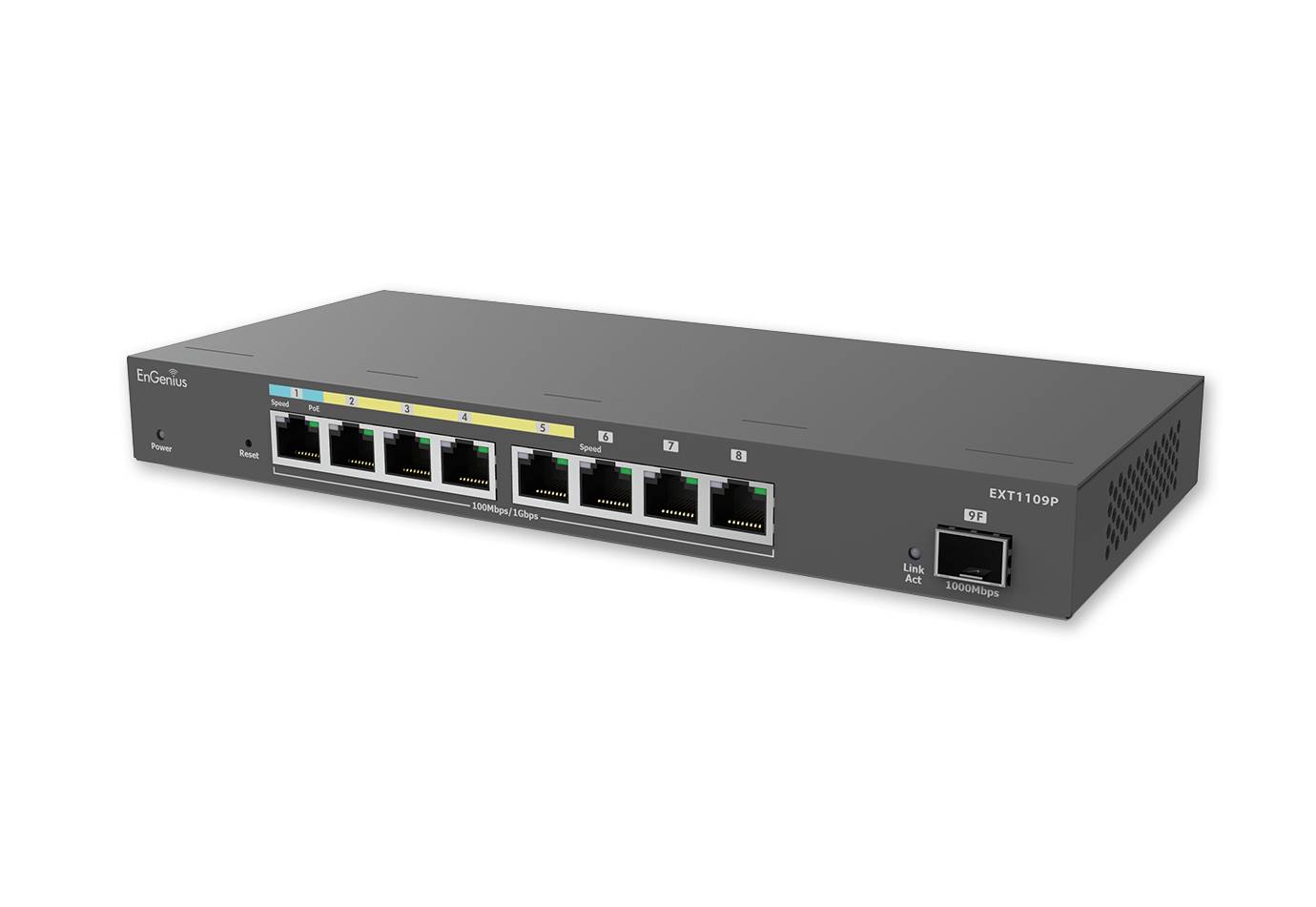 EnGenius Switch full managed Switch Extender 8 Port • 8x 1 GbE • 4x PoE at • 1x SFP • EXT1109P• EnGenius Cloud
