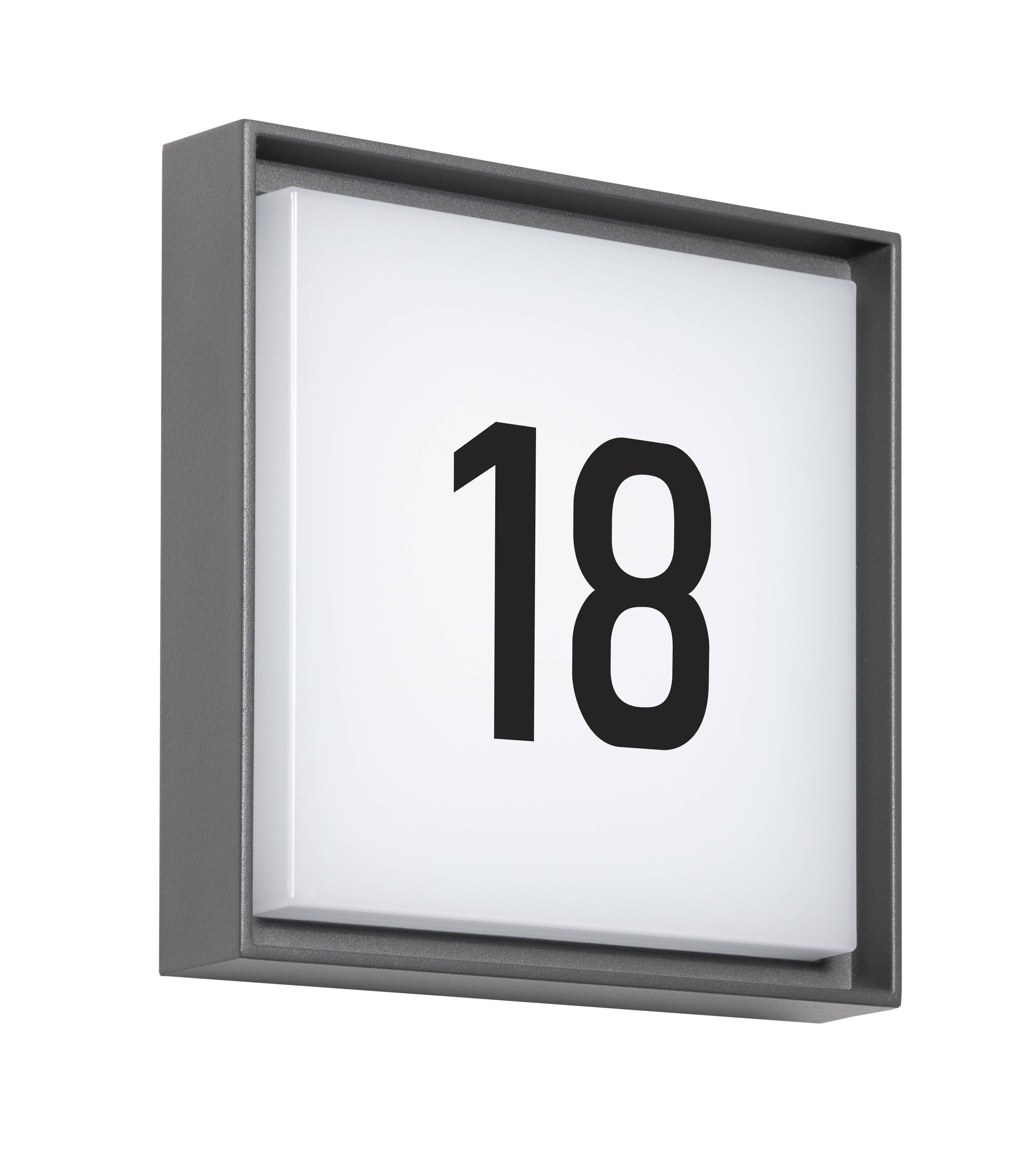 DOTLUX LED-Hausnummernleuchte WALLsquare 24cm 2,5W 3000K mit Dämmerungsschalter (deaktivierbar)