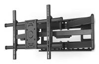 Verstellbare Wandhalterung für Flachbildfernseher, vollständig ausgefahren mit mehreren Schwenk- und Neigungsmechanismen für vielseitige Positionierung.