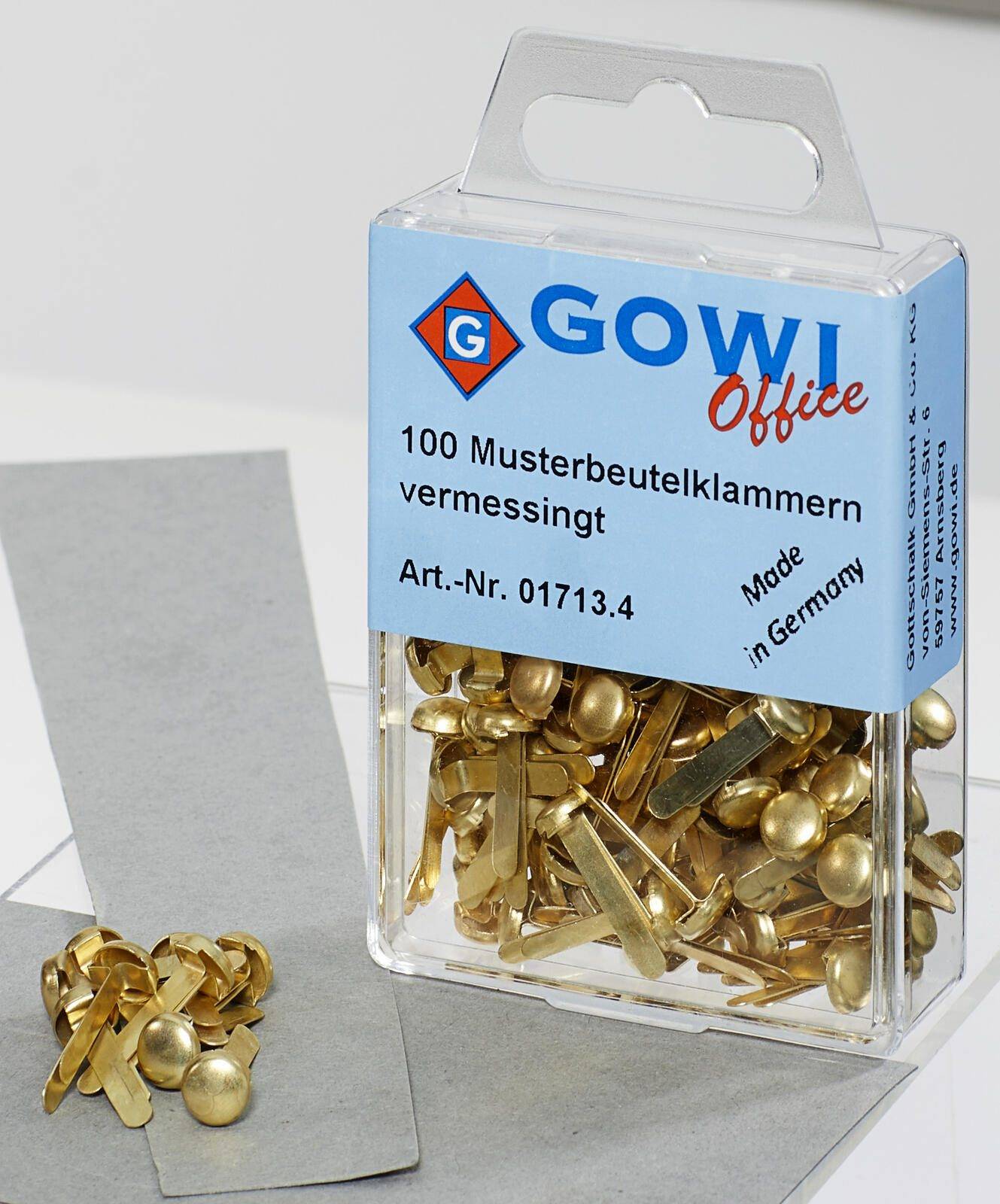 Gowi 100 Musterbeutelklammern Rundkopf