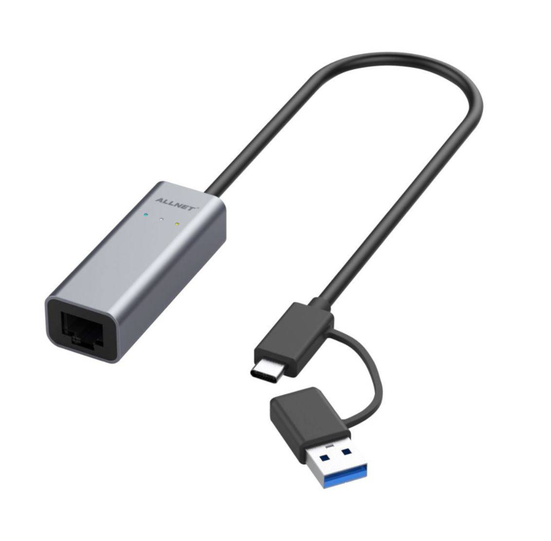 ALLNET USB 3.0 Typ-C&A Ethernet Adapter 2.5 Multi-Gigabit LAN ALL-NC-2.5G-USBC/A