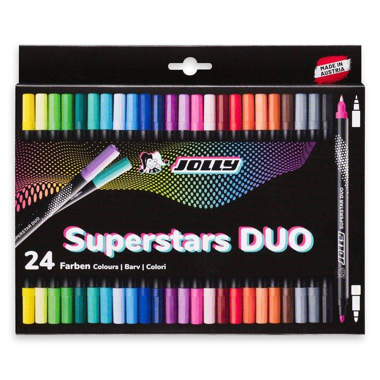 Schachtel Jolly Superstars Duo Marker mit 24 sortierten Farben und einem „Made in Austria