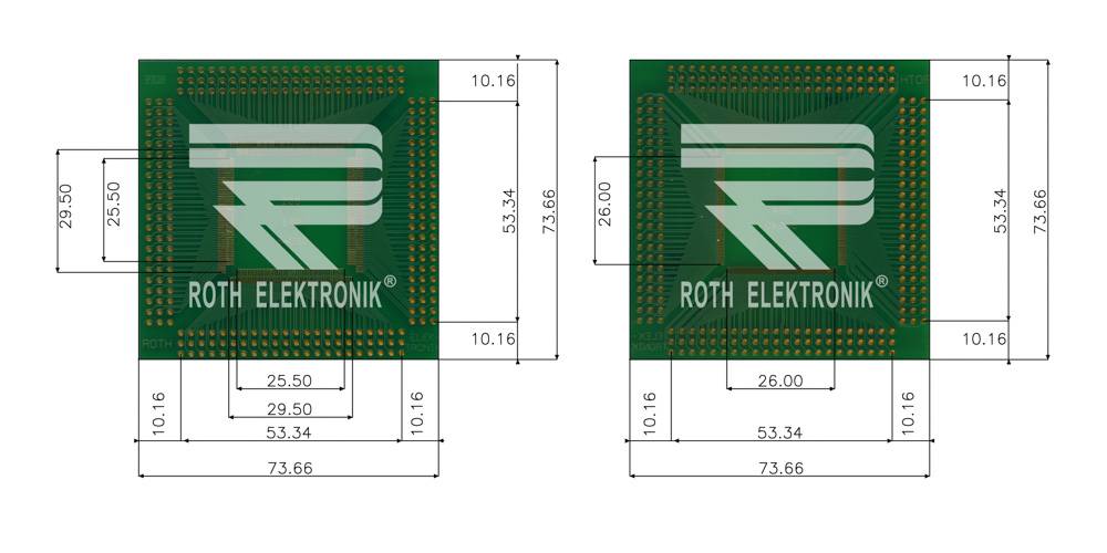 Roth Elektronik RE470-07 SMD-Adapter QFP 264/0,4 - 208,240/0,5