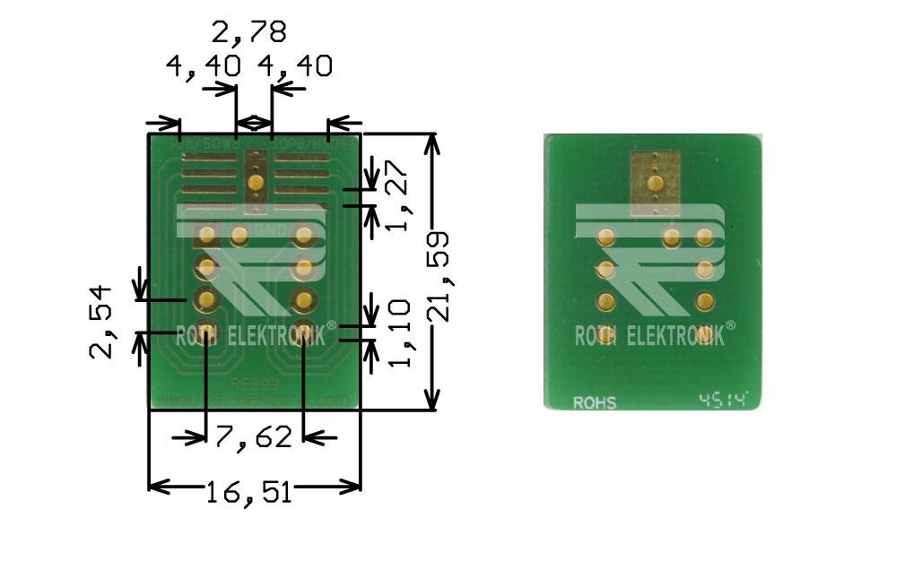 Roth Elektronik RE899 Adap. SO8/SO8w/HSOP8/HTSOP8/SOP8 P=1,27 mm