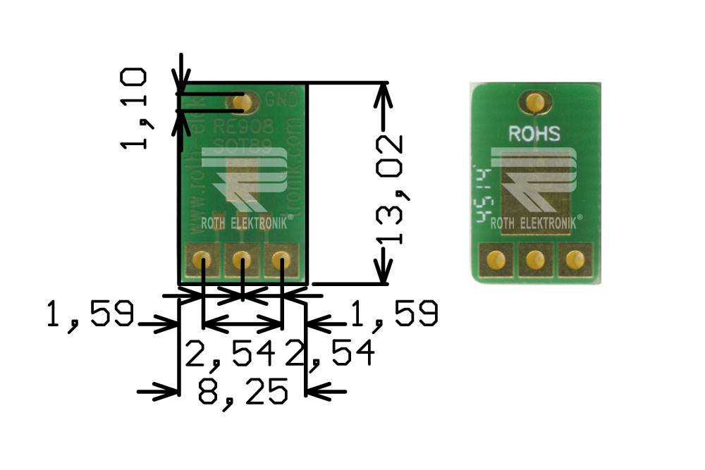 Roth Elektronik RE908 Adapter SOT89 1,50 mm Pitch RM 2,54 mm