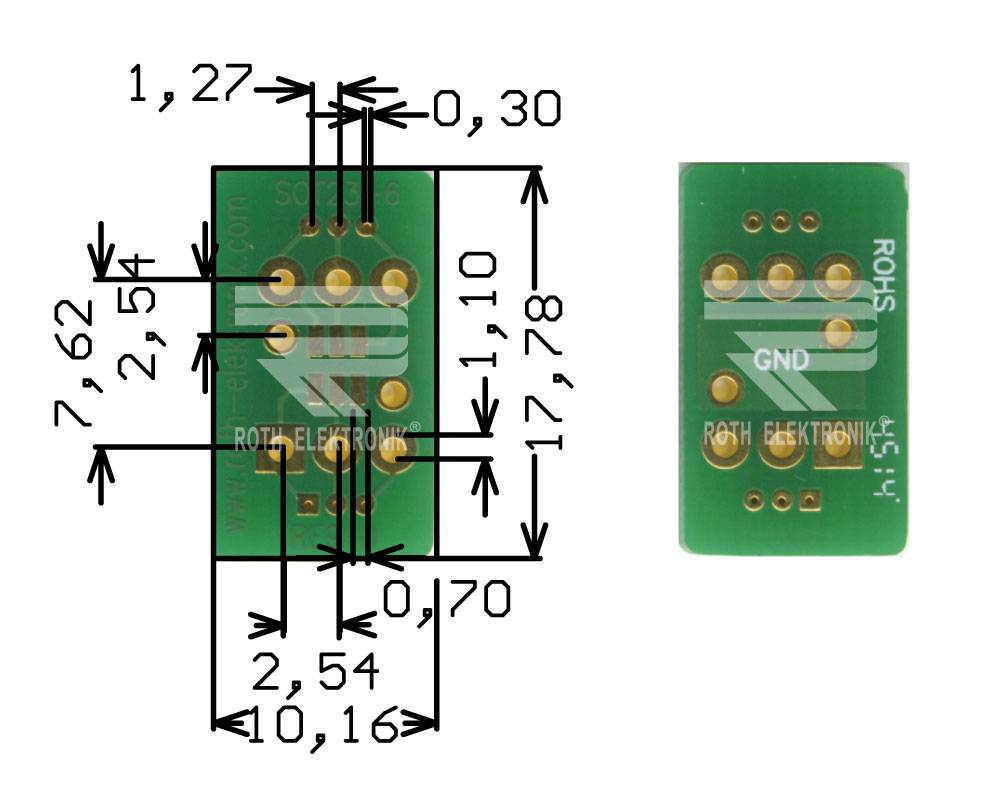 Roth Elektronik RE910 Adapter SOT23-6 1,00 mm Pitch RM 2,54 mm