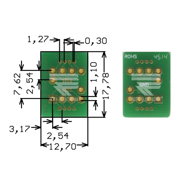 Roth Elektronik RE911 Adapter SOT23-8 0,65 mm Pitch RM 2,54 mm Roth Elektronik RE911 Adapter SOT23-8 0,65 mm Pitch RM 2,54 mm