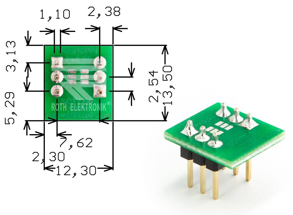 Roth Elektronik RE910PIN Adapter SOT23-6 P=0,95 mm mit Pins