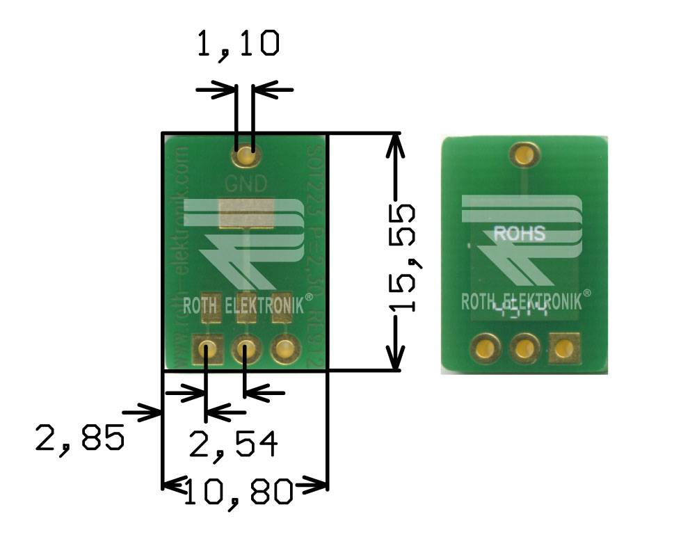 Roth Elektronik RE912 Adapter SOT223 2,30 mm Pitch RM 2,54 mm