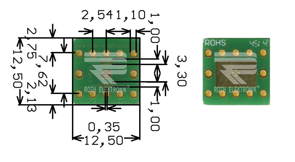 Roth Elektronik RE913 Adapter DFN10/eMSOP10 0,50 mm Pitch RM 2,54 mm