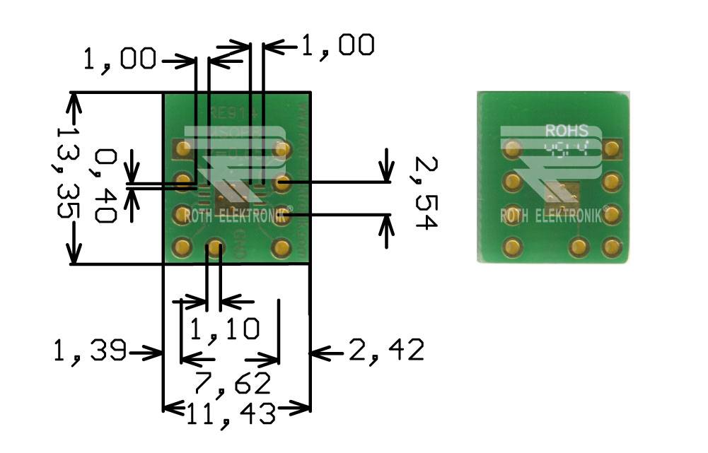 Roth Elektronik RE914 Adapter MSOP8 0,65 mm Pitch RM 2,54 mm