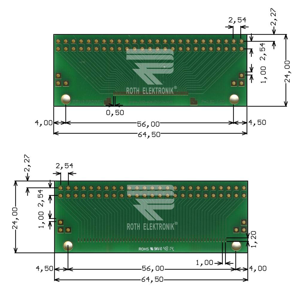 Roth Elektronik RE918 Adapter Molex FPC/FFC 1,00 & 0,50 mm Pitch