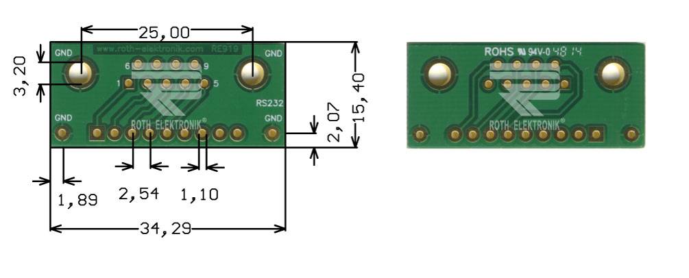 Roth Elektronik RE919 Adapter RS232 RM 2,54 mm Abschirmungsfeld