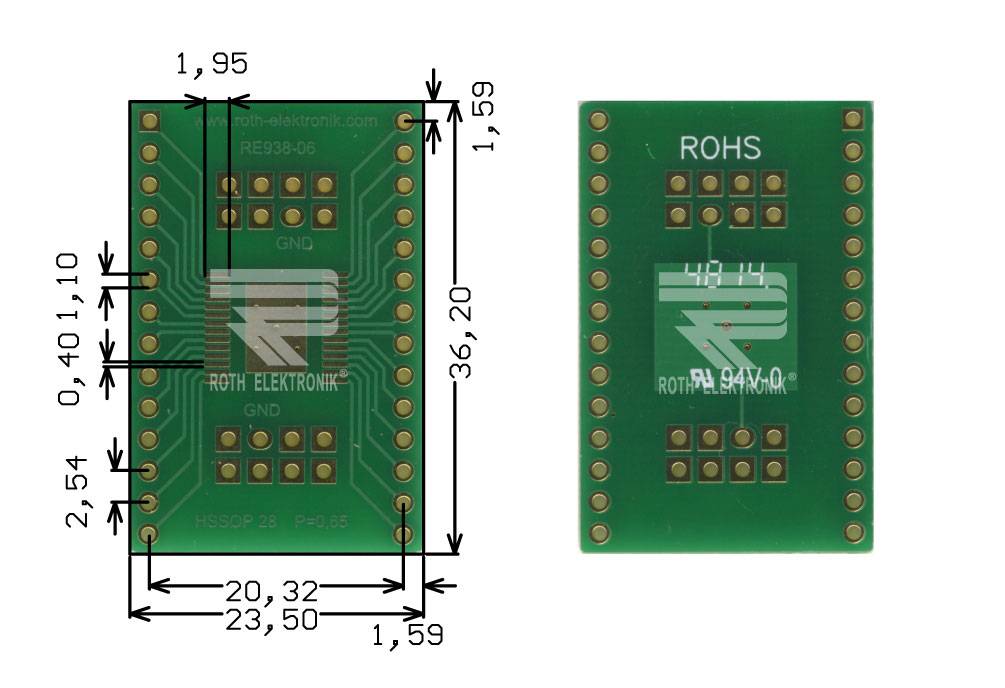 Roth Elektronik RE938-06 Adapter HSSOP28 P=0,65 mm RM 2,54 mm