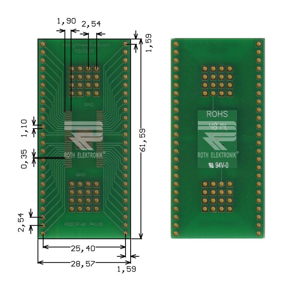Roth Elektronik RE938-09 Adapter HSSOP48 P=0,65 mm RM 2,54 mm