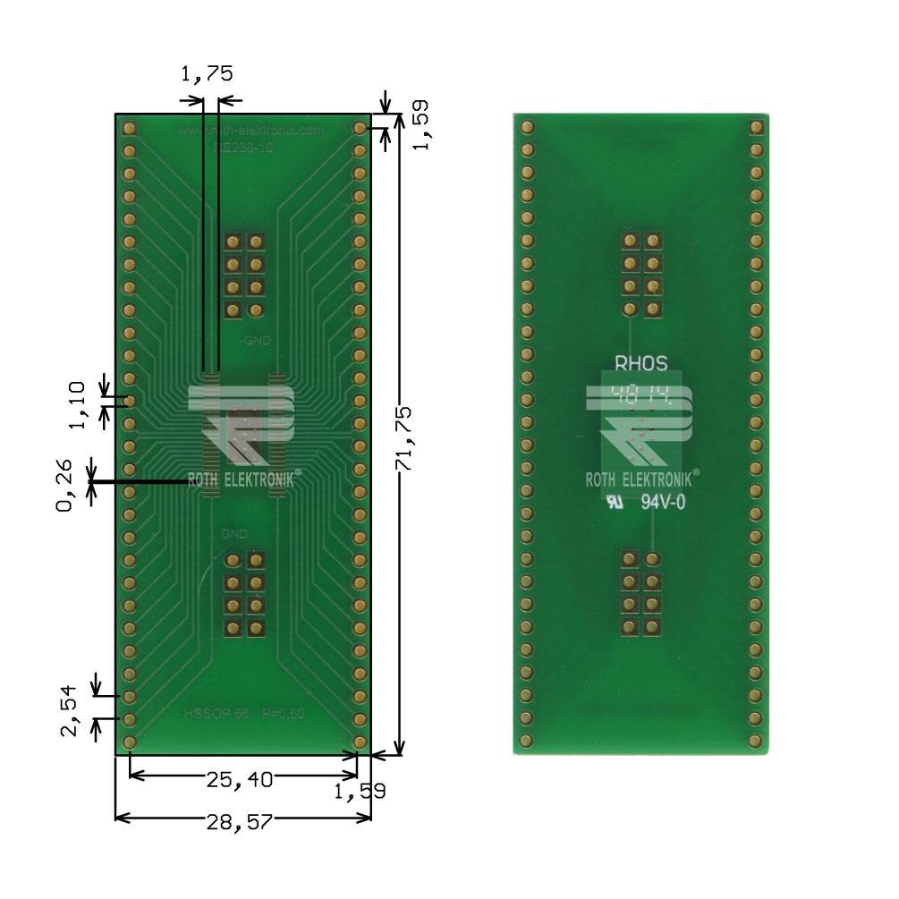 Roth Elektronik RE938-10 Adapter HSSOP56 P=0,50 mm RM 2,54 mm