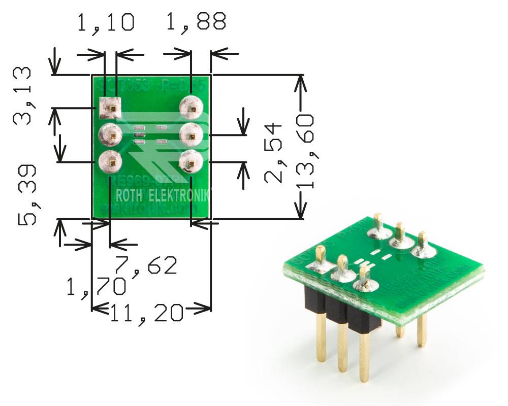 Roth Elektronik RE969-07PIN Adapter SOT353 P=0,65 mm mit Pins