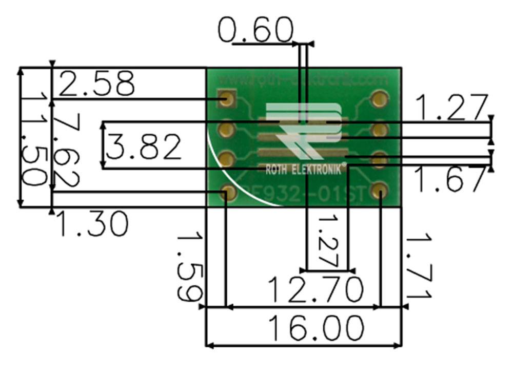 Roth Elektronik RE932-01ST Adapter SO 8 Pitch 1,27 mm einreihig