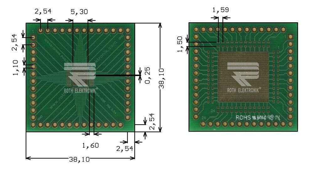 Roth Elektronik RE934-02E Multiadapter QFP48 & QFN48 P=0,50 mm RM 2,54 mm