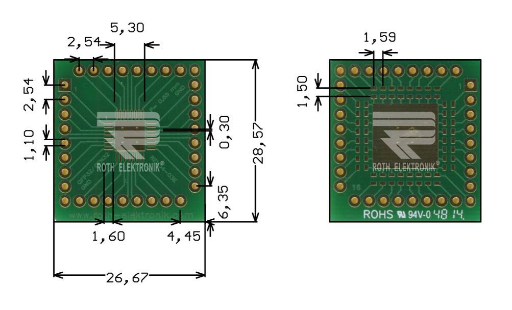 Roth Elektronik RE934-03E Multiadapter QFP32 & QFN32 P=0,65 mm RM 2,54 mm