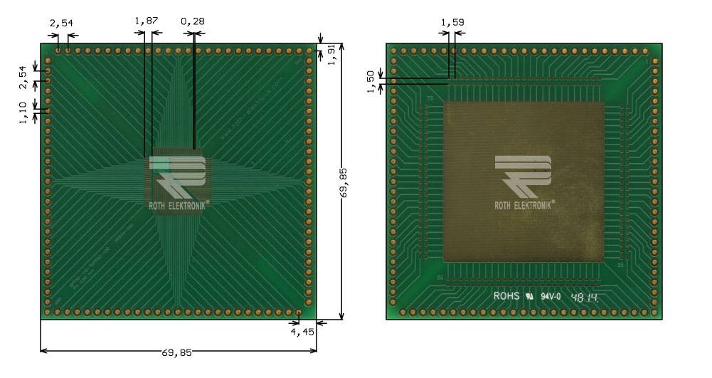 Roth Elektronik RE934-05E Multiadapter TQFP32 bis 100 P=0,50 mm RM 2,54 mm