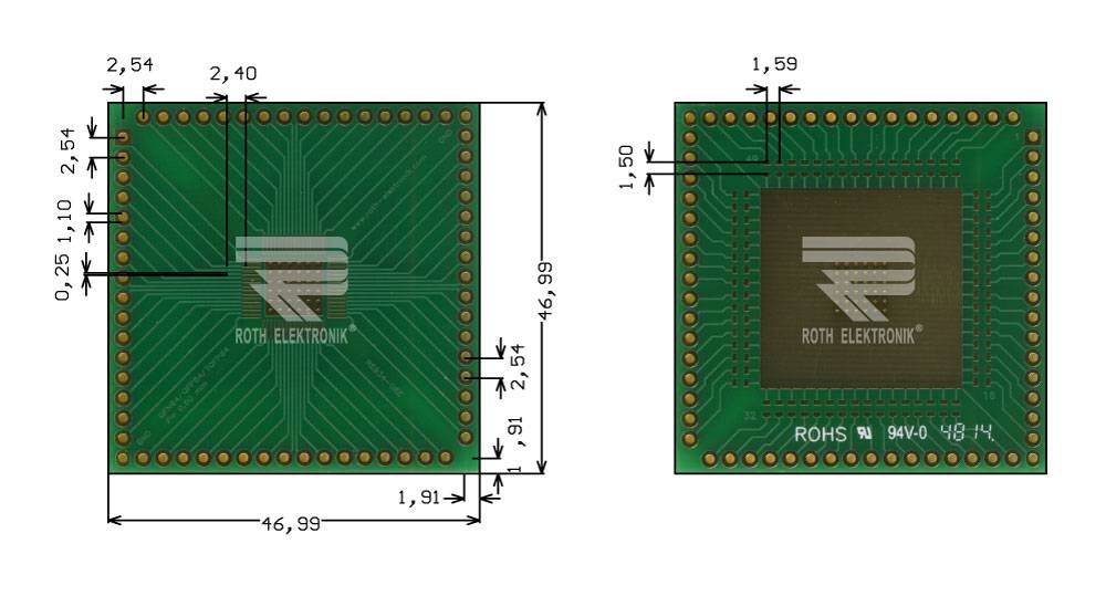 Roth Elektronik RE934-08E Multiadapter QFP64 & QFN64 P=0,50 mm RM 2,54 mm