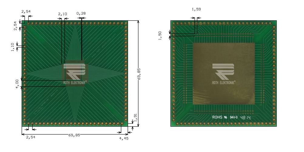 Roth Elektronik RE934-07E Multiadapter QFP/TQFP/LQFP80 bis 100 P=0,50 mm
