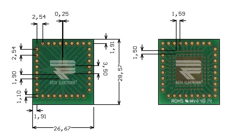 Roth Elektronik RE935-02E Multiadapter QFN32 P=0,50mm RM 2,54 mm