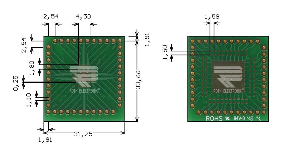Roth Elektronik RE935-03E Multiadapter QFN40 P=0,50 mm RM 2,54 mm