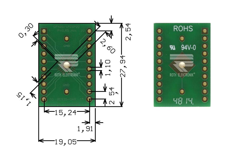 Roth Elektronik RE935-04R Multiadapter QFN20 & LFCSP20 P=0,65 mm