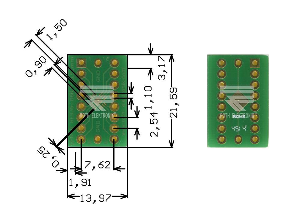 Roth Elektronik RE935-06R Multiadapter QFN16 P=0,50 mm RM 2,54 mm