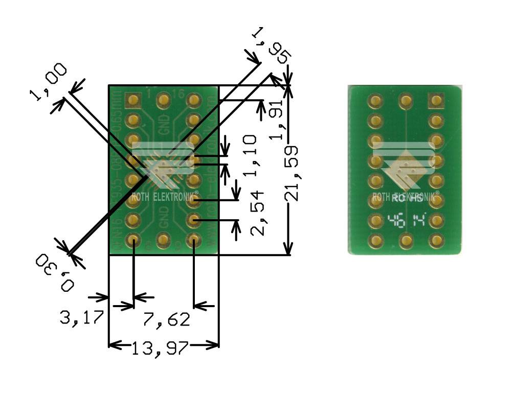 Roth Elektronik RE935-08R Multiadapter QFN16 P=0,65 mm RM 2,54 mm