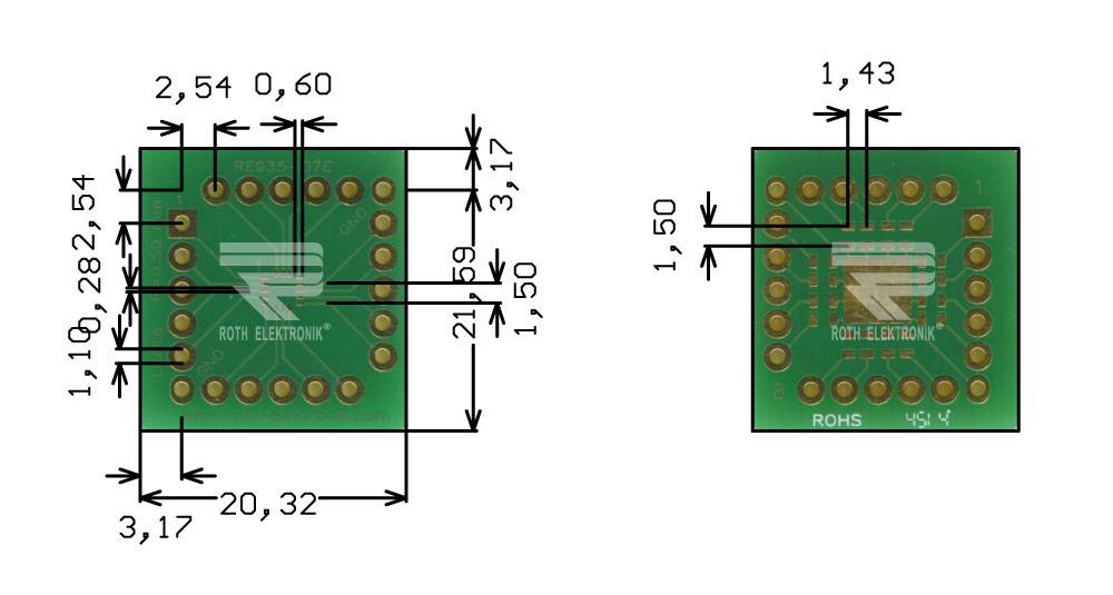 Roth Elektronik RE935-07E Multiadapter LGA16 P=0,50 mm RM 2,54 mm