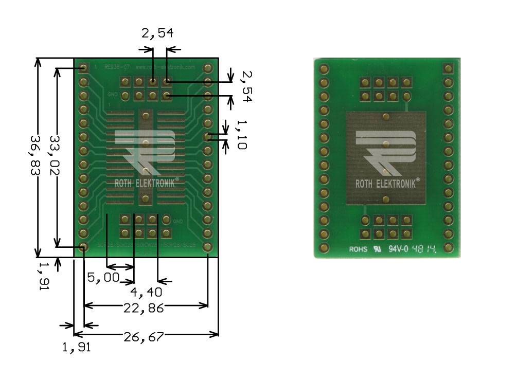Roth Elektronik RE936-07 Adap. SOP28/SOIC28/SOIC28w/HSOP28/SO28 P=1,27