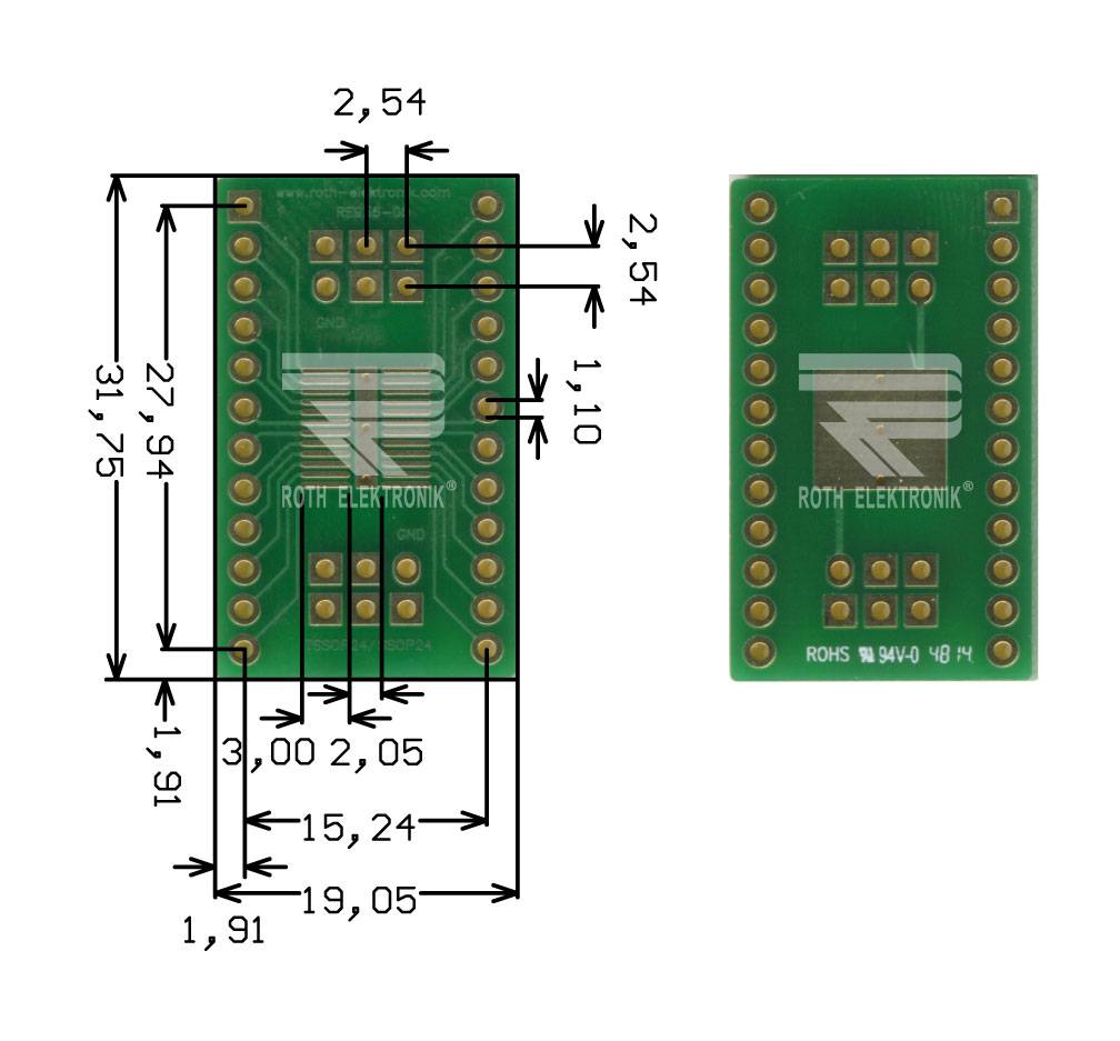 Roth Elektronik RE936-08 Multiadapter TSSOP24 / SSOP24 1,27 mm Pitch