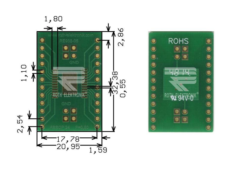 Roth Elektronik RE938-05 Adapter HSSOP24 P=0,80 mm RM 2,54 mm