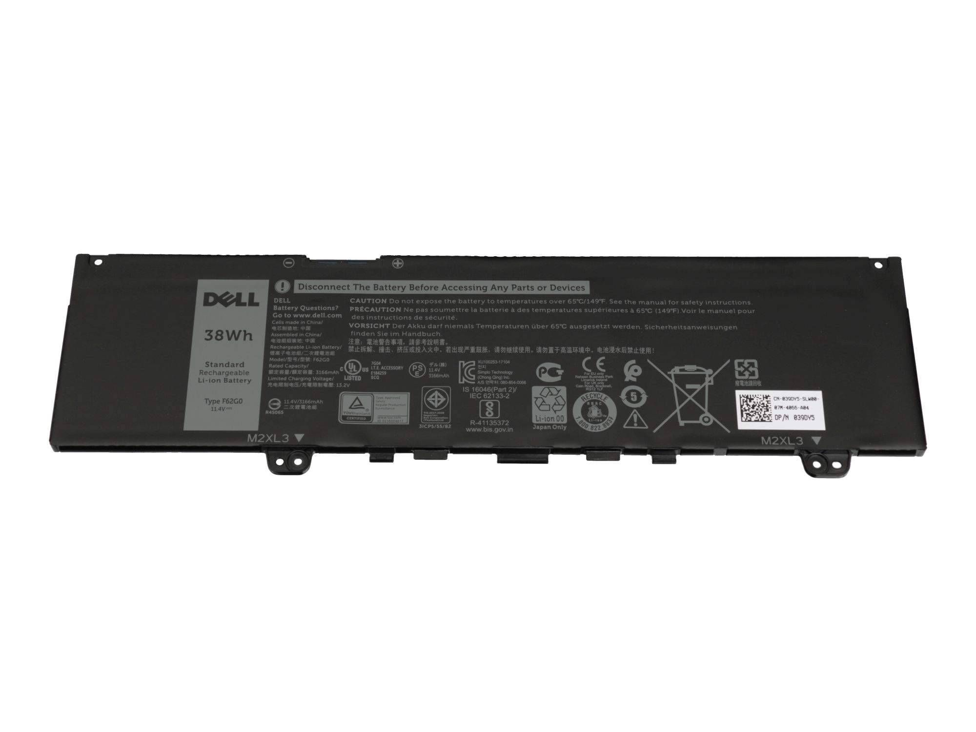 Dell F62G0 Akku 38Wh Original - Akku - 3.166 mAh - 11,4 V