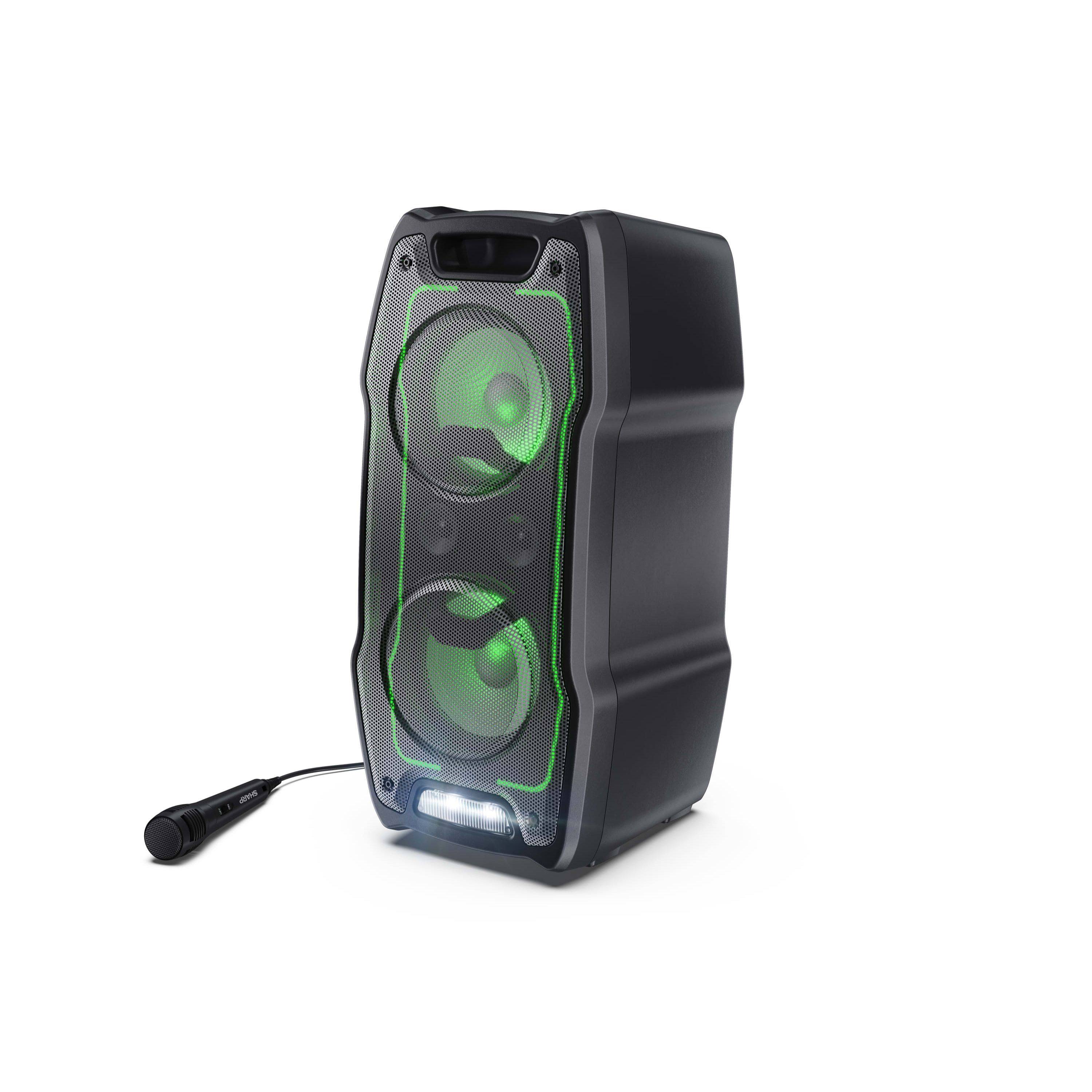 SHARP PS-931 – Party Lautsprecher 180W mit Bluetooth 5.3, Mikrofon & Disco-Lichtern – Karaoke-Funktion, Super Bass